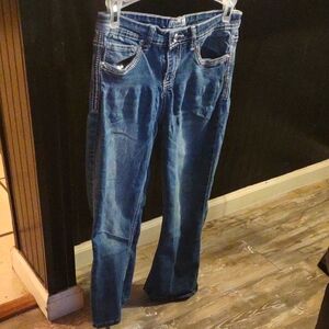 Girls, Cato Dark Blue Straight Leg Jeans with Embellished Pockets , Size 14